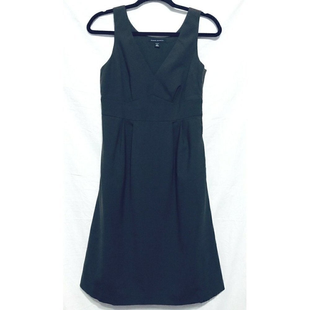 Banana Republic Dress Womens 2 Brown Sleeveless Sheath Wool Stretch Career Work